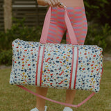 Multicolored Confetti Print Travel Weekender Duffle Bag with Crossbody Strap