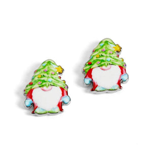 Gnome Christmas Stud Earrings Green Hat
