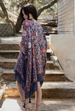 Touch of Morocco Tapestry Tassel Boho Kimono Wrap Shawl Blue