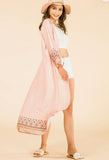 Blush Pink Tribal Print Boho Kimono Wrap Cover up