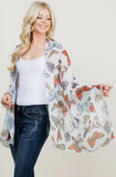 Colorful Butterfly Print on White Lightweight Scarf Wrap