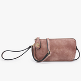 Dark Rose Crossbody Wristlet Clutch with Twist Lock Closure