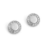 Round Silver Stud with Crystal Stones Earrings