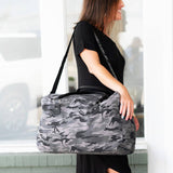 Black Camo Cotton Canvas Travel Weekender Duffle Bag