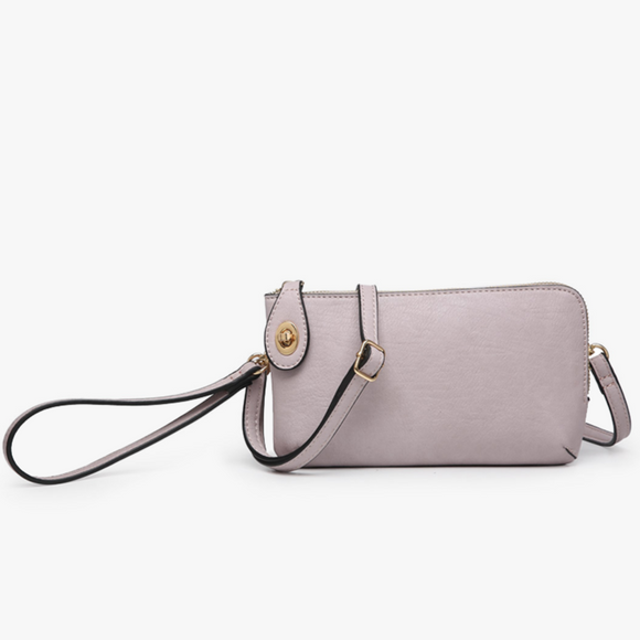 Dusty Lavender Crossbody Wristlet Clutch with Twist Lock Closure