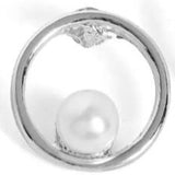 Silver Circle with Pearl Stud Earrings