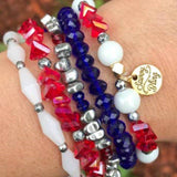 Americana Patriotic Stack of 5 bracelets Red White Blue