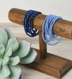 Colbalt Blue Ultra Faceted 50" Beaded Layering Necklace Bracelet