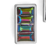 Colorful Aurora Borealis Crystal Rectangle Stud Earrings