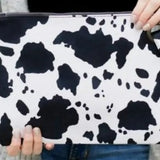 Black White Cow Print Handbag Oversized Clutch Purse