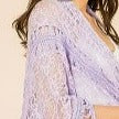 Lavender Crochet Trim Fringe Boho Kimono Wrap Coverup
