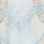 Light Blue Crochet Trim Fringe Boho Kimono Wrap Coverup