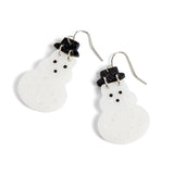 Acrylic Snowman Christmas Earrings with Black Hat