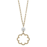 Belle Studded Flower and Pearl Necklace in Worn Gold