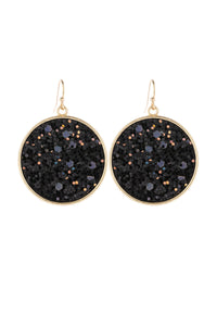 Disc Sequin Leather Drop Earrings