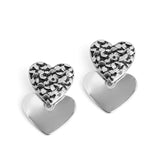 Silver Double Heart Stud Earrings