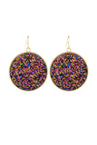 Disc Sequin Leather Drop Earrings