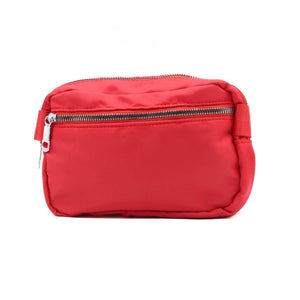Ladies Nylon Rectangle Belt Bag Crossbody Sling Bag Red