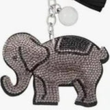 Dark Grey Elephant Crystal Tassel Keyring Keychain Bag Charm