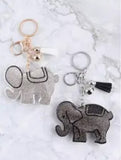 Dark Grey Elephant Crystal Tassel Keyring Keychain Bag Charm
