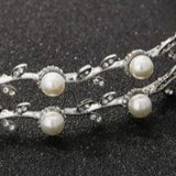 Double Pearl Crystal Headband Prom Bridal Costumes Fairy Festivals Silver