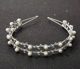 Double Pearl Crystal Headband Prom Bridal Costumes Fairy Festivals Silver