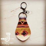 Embossed Leather  Key Chain Yellow Navajo Western Southwestern