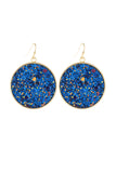 Disc Sequin Leather Drop Earrings