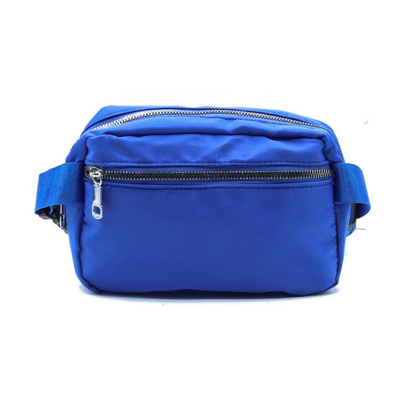 Ladies Nylon Rectangle Belt Bag Crossbody Sling Bag Royal Blue