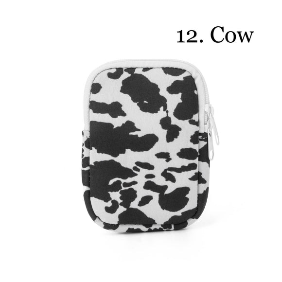 Zippered Pouch for Tumbler Black White Cow Print