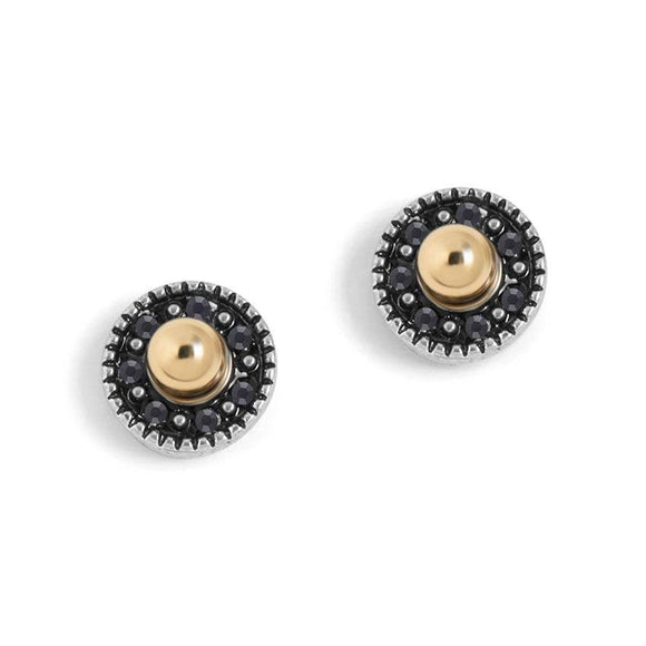 Round Silver Stones with Gold Center Stud Earrings
