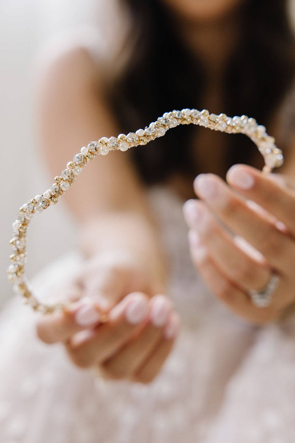Meg Pearl Crystal Boho Headband Prom Bridal Costumes Fairy Festivals