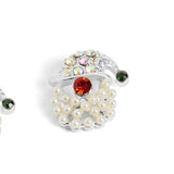 Holiday Mini Pearl Santa Stud Christmas Earrings Silver