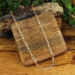 Simple Gold Paperclip Link Chain Layering Necklace