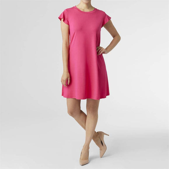 Bright Rose Flutter Sleeve Mini Dress