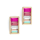 Pink Ombre Rectangle Stud Earrings