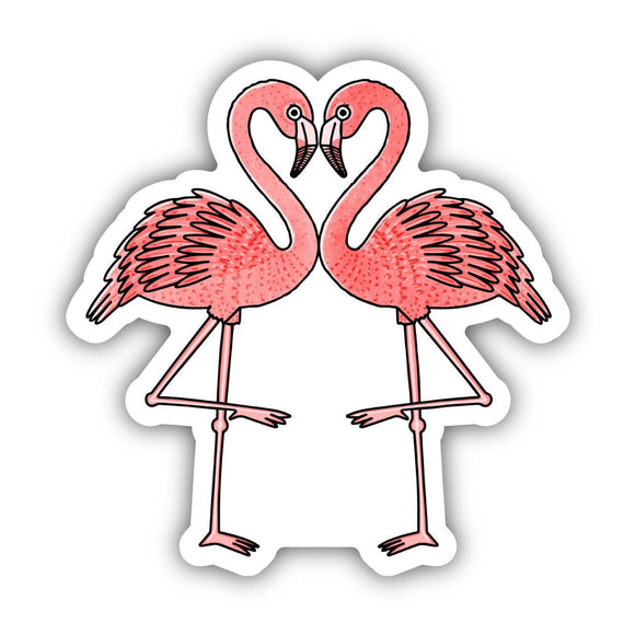 Pink Flamingos Heart Sticker