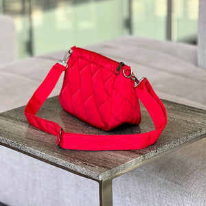 Quilted Puffy Crossbody Bag Red