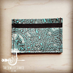 Turquoise Paisley Embossed Credit Card Holder