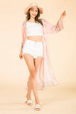 Blush Pink Tribal Print Boho Kimono Wrap Cover up