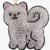 Fluffy Dog Crystal Tassel Keychain Keyring Bag Charm