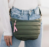 Olive Green Quilted Puffer Sling Belt Bag
