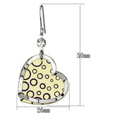 Two Tone Heart Crystal Dangle Drop Earrings