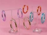 Peach Metallic Colored Tube Hoop Earrings