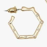 Studded Hexagon Hoop Earrings Gold