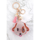 Cute Puppy Crystal Tassel Keyring Keychain Bag Charm