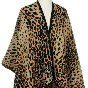 Golden Brown Leopard Shawl Kimono Wrap Ruana