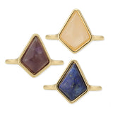 Natural Gemstone Prism Gold Ring Purple Amethyst