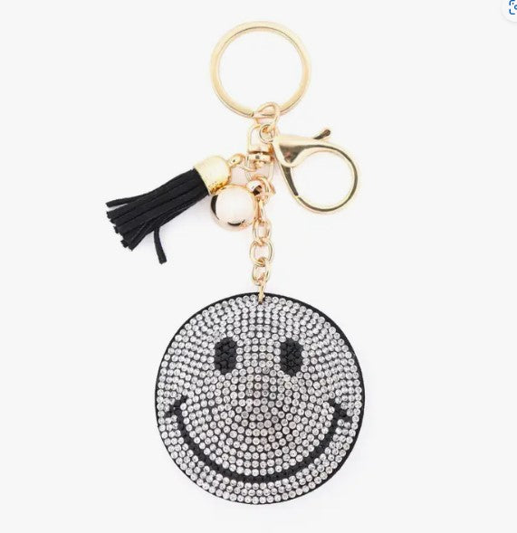 Smiley Crystal Tassel Keyring Keychain Bag Charm