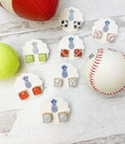 Football Faceted Square Stud Earrings